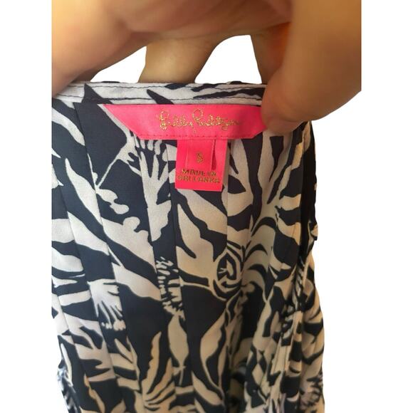 Lilly Pulitzer Marilina Long Sleeve Tunic Low Tide Navy Flocking to Paradise S - Picture 6 of 6